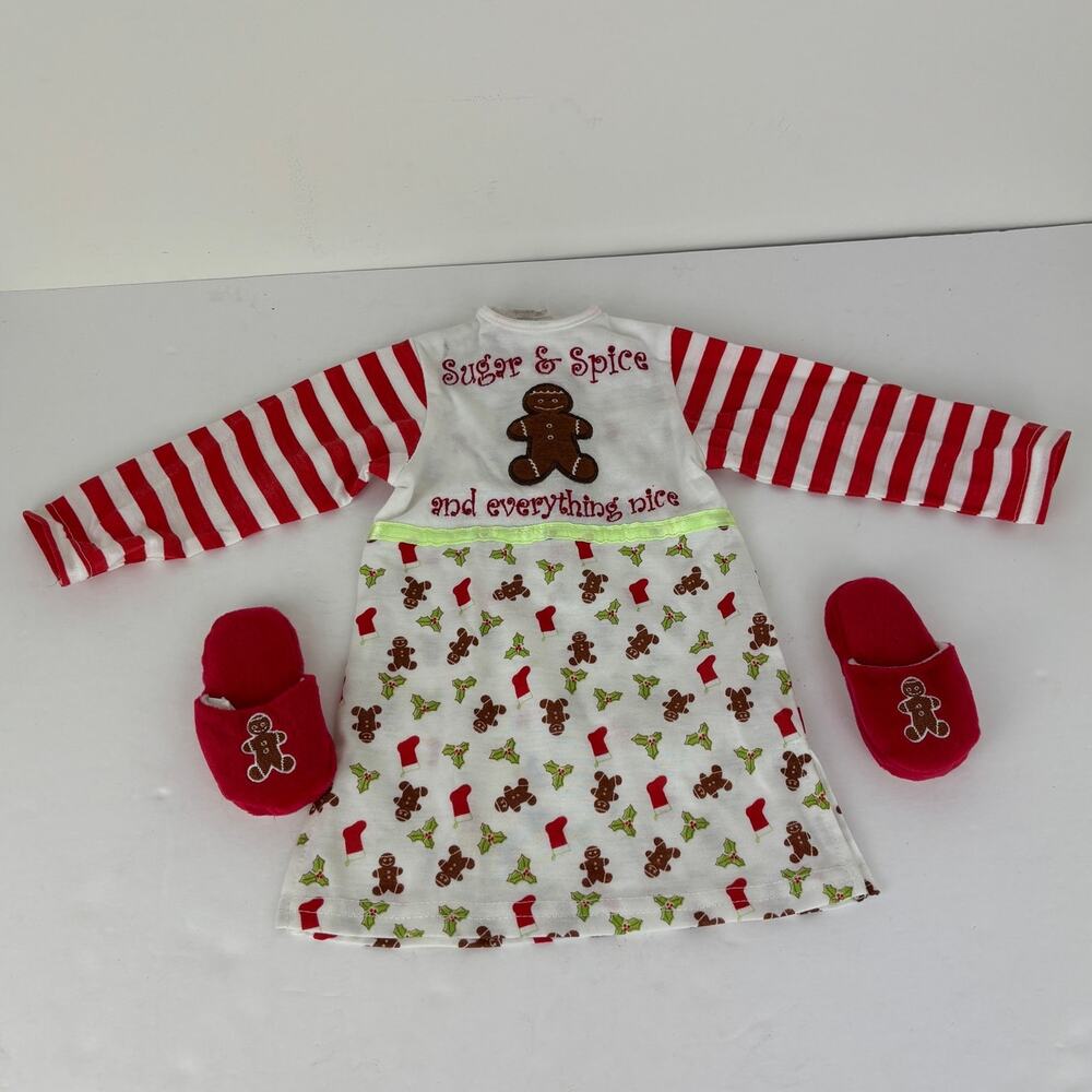 My Twinn 23" doll Gingerbread Pajama Nightgown Dress Slippers Holiday Christmas